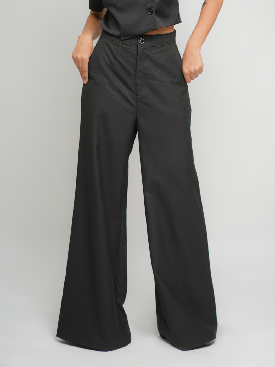 Lila Pants - Black High Waisted Exaggerated Flared Pants
