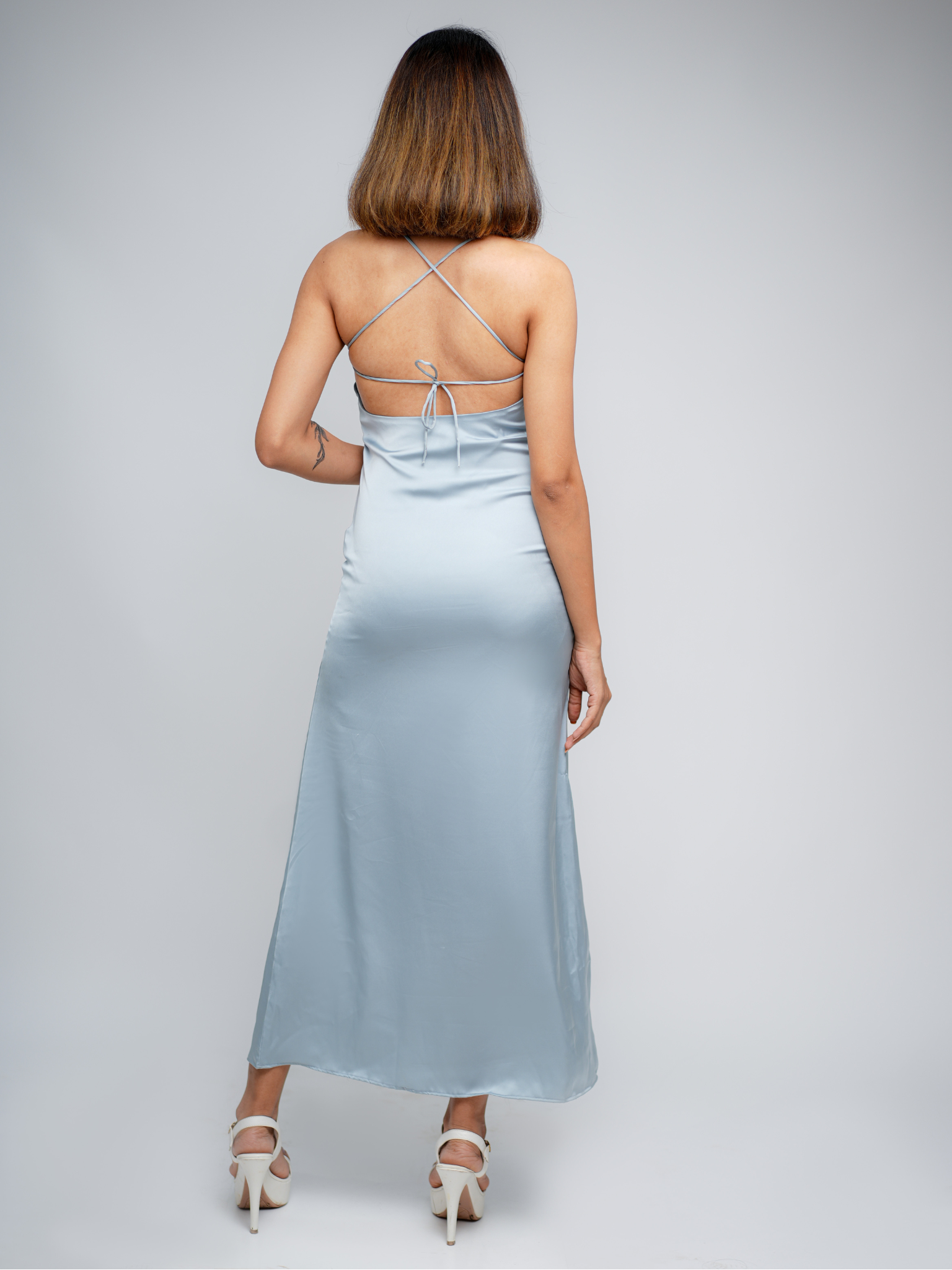 Powder Blue Cowl Neck Dress