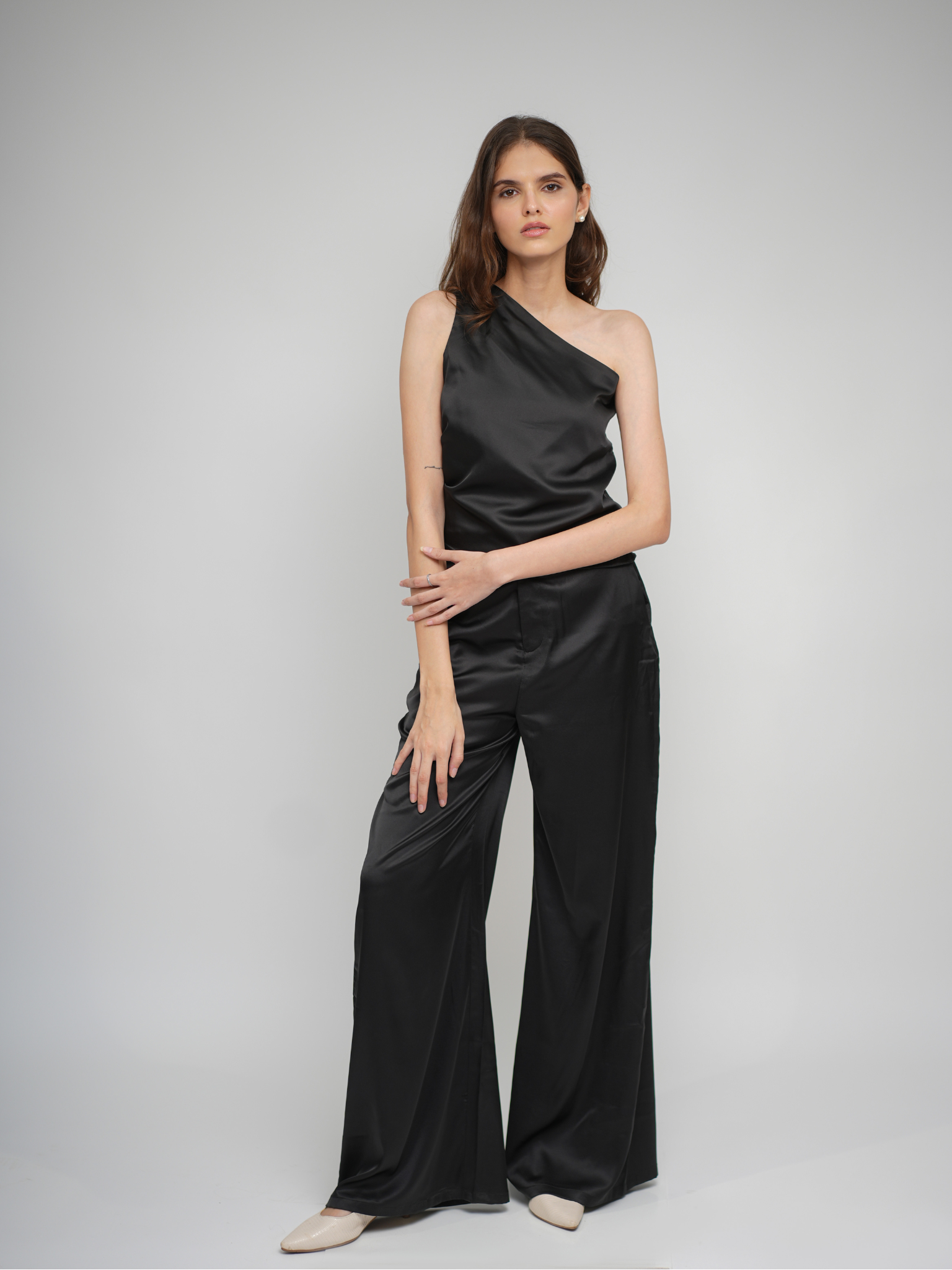 Iris One-Shoulder Satin Top