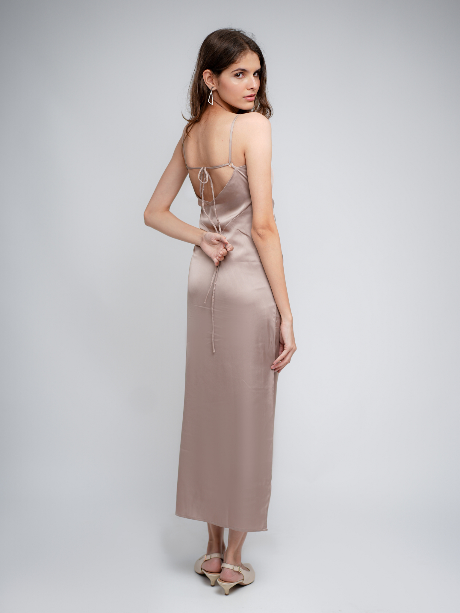 Zaira Metallic Gold Gathered Wrap Dress